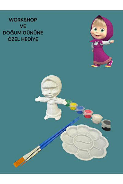 3D Maşa Figür Boyama Seti - Kendin Boya Hobi ve Etkinlik Seti - Akrilik Boya + 2 Fırça