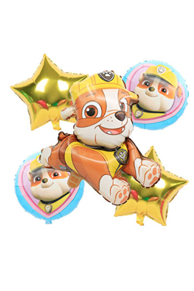 ALMİRA SOLMAZ TİCARET Buchet 5 baloane folie Rubble Happy Party, 60 x 40 cm - Patrula Catelusilor
