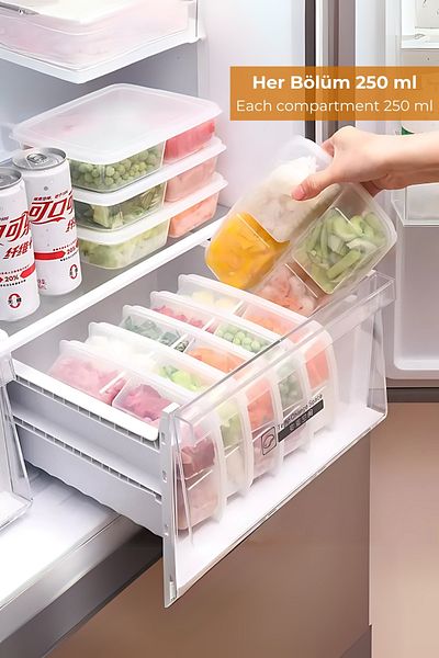 Hesaplı Kasa 4 Compartment Refrigerator Organizer 1 Lt, Freeze Organizer