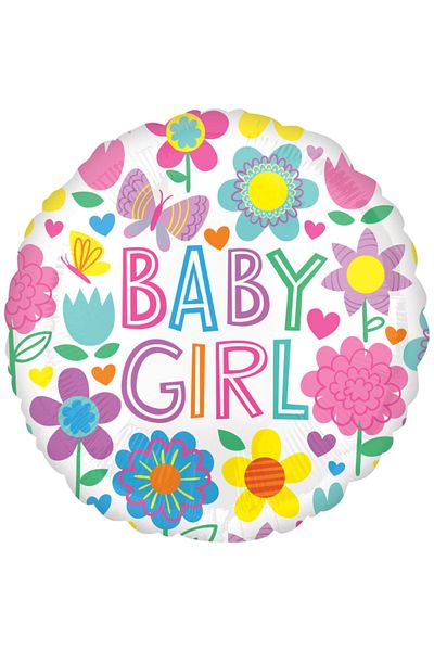 Anagram Balon folie Baby Girl, flori, 45 cm