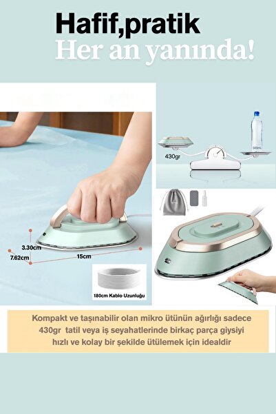 Rowenger Nb301 Mini Travel Iron Dual Voltage Suitable for Worldwide Use Green