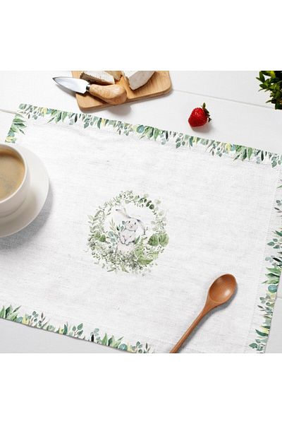 Club Cotton Suport farfurie Paste 35x45cm, set 4 bucati din bumbac, Club Cotton, Gizmo cu iepurasi