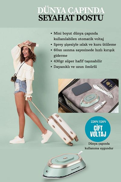 Rowenger Nb301 Mini Travel Iron Dual Voltage Suitable for Use Worldwide