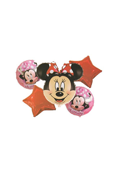 KidMania Buchet 5 baloane folie Minnie Mouse pentru petrecere, 60x40 cm, roz