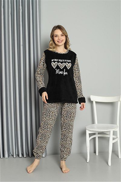 modaserdem Set de pijamale Welsoft Fleece pentru femei Mdsrdm cu mâneci lungi