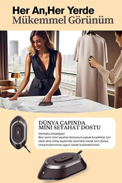 Rowenger Nb301 Mini Seyahat Ütüsü Çift Voltaj Dünya Çapında Kullanıma Uygun Chicolatte