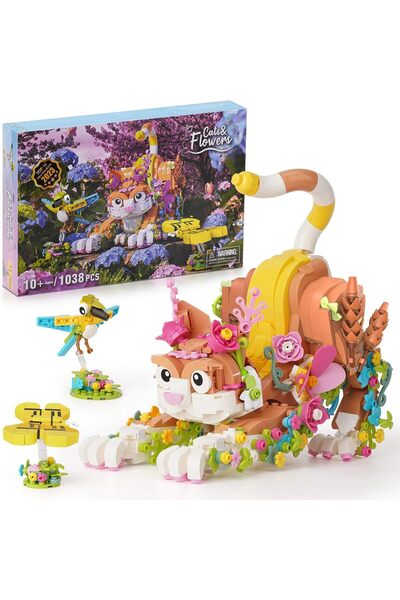 IKUPER Creator 3'ü 1 Arada Çiçek Kedi Yapı Blokları Seti, 10 Yaş ve Üzeri Kızlar İçin Hediye