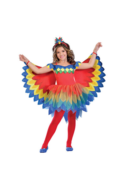 KidMania Costum papagal KidMania® cu aripi si bentita pentru fete 7-8 ani 128 cm