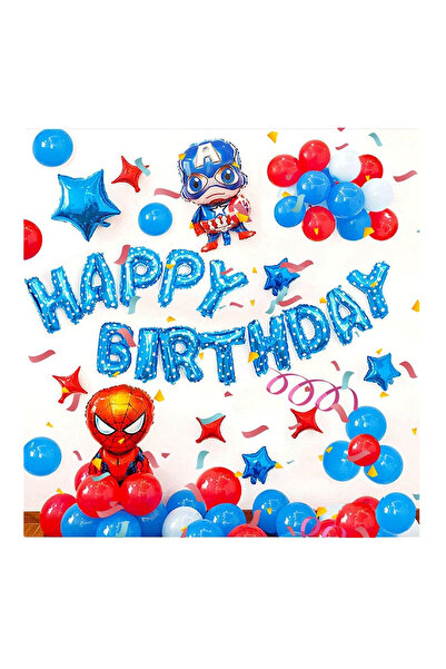 ALMİRA SOLMAZ TİCARET Set aranjament baloane La multi ani Spiderman si Captai...