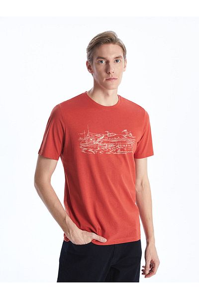 LC Waikiki Crew Neck Short Sleeve Printed Combed Cotton Men's T-Shirt