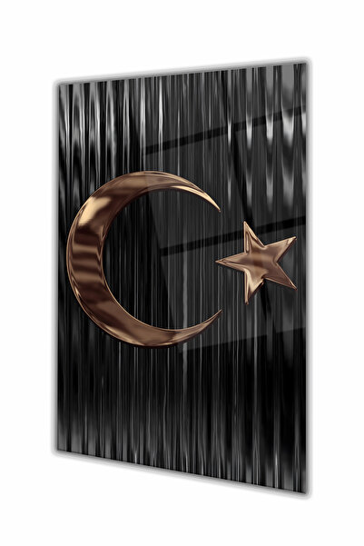 home dekors Türk Bayrağı Dikey Cam Tablo, Ev, İş, Kurum, Ofis, Makam Odası He...