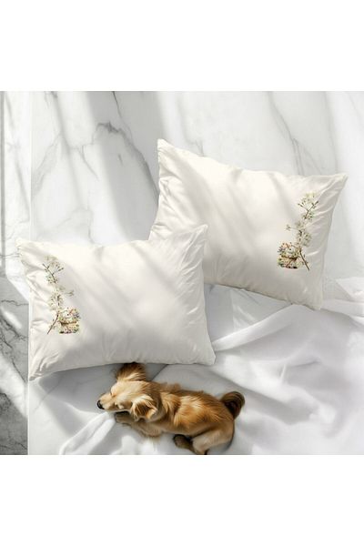 Club Cotton Set of 2 Easter pillowcases with bunnies and flowers, 50x70cm, YoYo