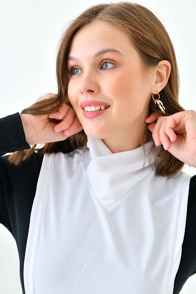 mirach V-neck Cross Collar Body Neck Collar White Crop T-shirt Blouse Hijab Neck Collar Sleeveless Neck Collar