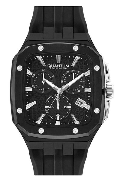 Quantum QUANTUM HNG1033.651 Men Chronograph Display Watch & Silicone Strap Black