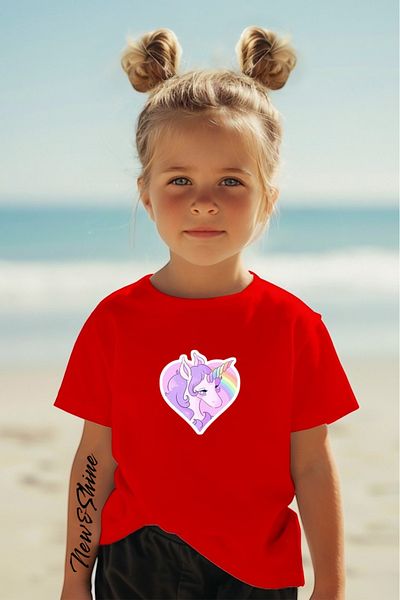 New Shine In the Cart, 1 T-Shirt Is a Gift for Purchases of 6 or More - Unicorn Printed Oversize Children's T-Shirt
