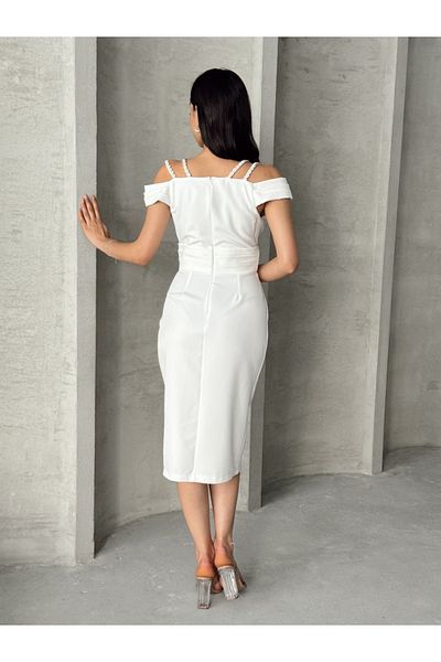 ADA MODA Women's midi dress accessorized with rhinestones