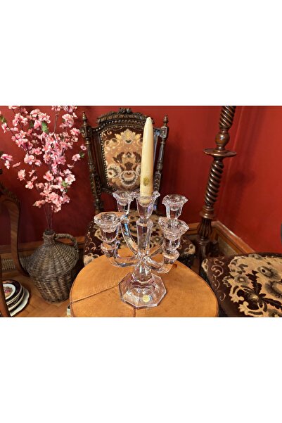 tayfuntufan antika koleksiyon 25 cm boyunda kristal şamdan