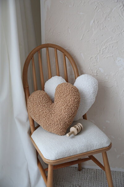 DERY BABY Teddy Brown Heart Pillow