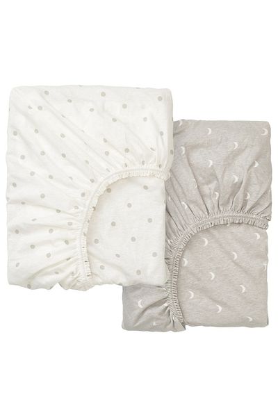 IKEA Lenast Fitted Sheet Set, White-brown - 2 Pack