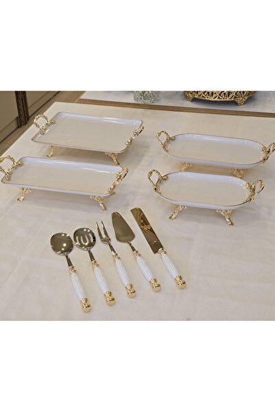 AlyaHomeAksesuar 9 Parça Porselen Servis Seti Gold