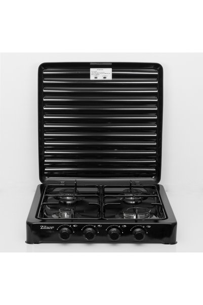 Zilan Aragaz cu 4 arzatoare ZILAN ZLN7079, Alimentare butelie GPL negru,