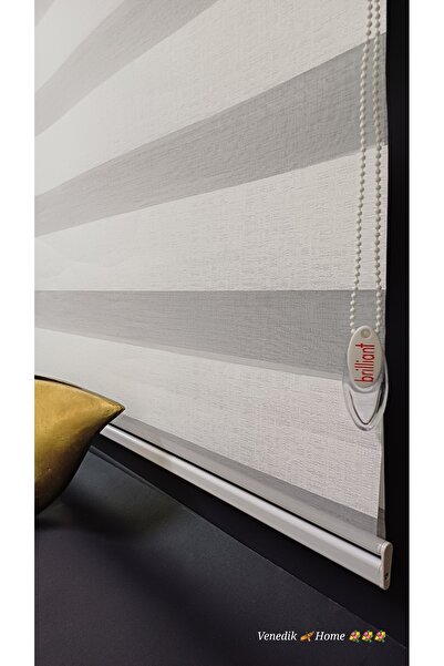 venedik home Yeni Sezon Barcelona Beyaz Keten Dokulu Zebra Stor Perde Süper K...