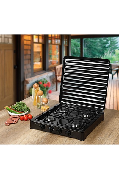 Zilan Κουζίνα αερίου 4 καυστήρων ZLN7079, Μαύρη τροφοδοσία φιάλης υγραερίου,