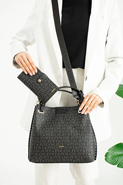 Just Polo Women's Print Patterned Braided Large Size Shoulder Bag and Wallet ...