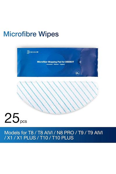 Ecovacs Set of 25 Ecovacs washable mop refills compatible with T8/N8/N8 Pro/T9/X1 Plus/T10/T10 Plus