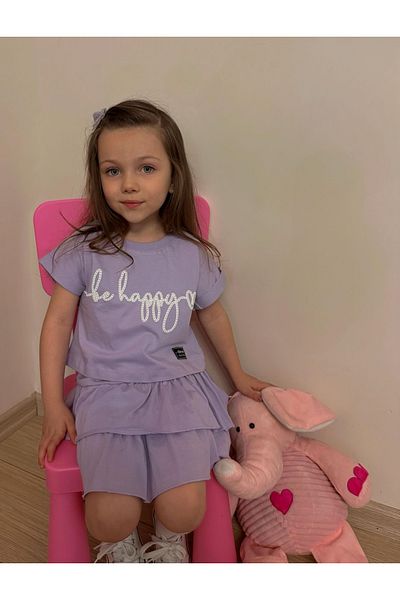 ALPİDS Combed Be Happy Printed Girl's Suit with Skirt