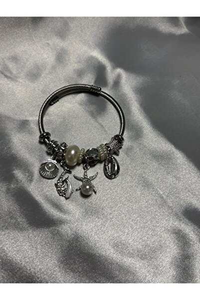 büzey accessory Charm bileklik çelik yaz desenli