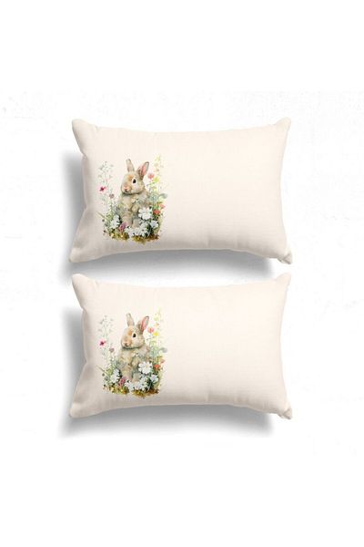 Club Cotton Set of 2 Easter pillowcases with bunnies and flowers, 50x70cm, Vinca