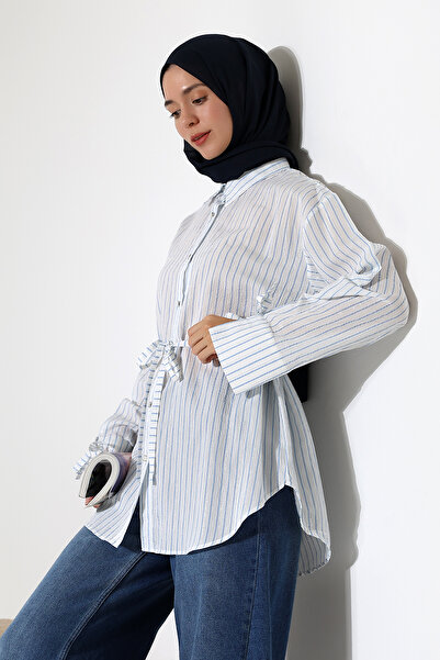 Mihran Butik Жіноча тканина з модального волокна, синя сорочка з покриттям для голови