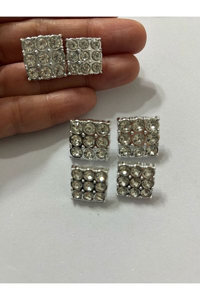 BEİLYS COSMETİCS & ACCESSORY Set of 6 3 Large (2 cm) 3 Small (1.5 cm) Silver Stone Design Buttons (Bd28)