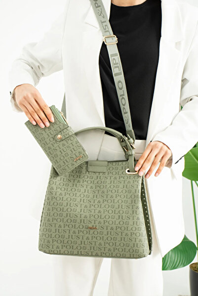 JP POLO Women's Original Just Polo Printed Large Size Hand & Shoulder Bag and Wallet Combination Avp2180Pc Shopper
