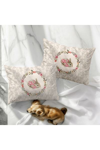 Club Cotton Set of 2 Easter pillowcases with bunnies and wreath, 50x70cm, Cena