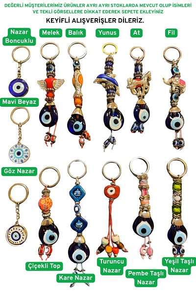 GRANDSTORE Green Stone Evil Eye Evil Eye Beaded Double-Way Gift Keychain