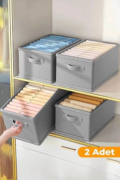 HERA CONCEPT 2Pcs Closet Organizer Shelf, Foldable Clothing Storage Box 45X30X20Cm
