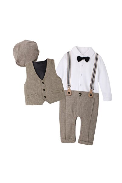 nannie Costum Mike bej pentru băieți - 0-3 luni