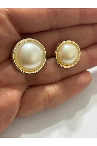 BEİLYS COSMETİCS & ACCESSORY 6Pcs 3 Big 2.1cm 3 Small 1.6cm Mother of Pearl Plated Gold Framed Design Buttons(Bd35)