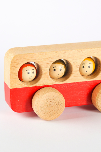 MUCİT KİDS Otobüs Ahşap Oyuncak - Doğal Ahşap