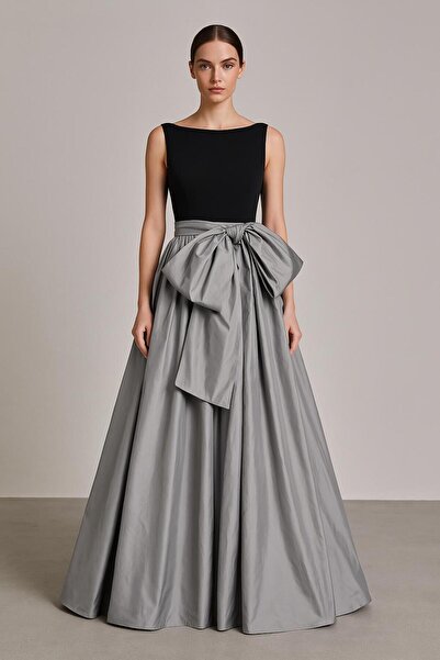 UNTIMELY رمادي عالي الخصر ماكسي التفتا - تنورة فتحة دائرة كاملة