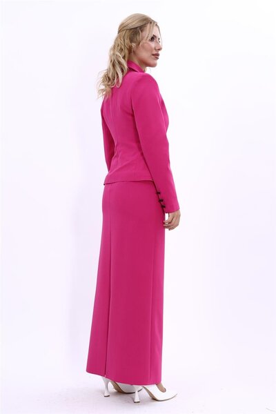 ÖNDER ÖZSOY Peplum Ceket & Uzun Kalem Etek Takım-Fuşya
