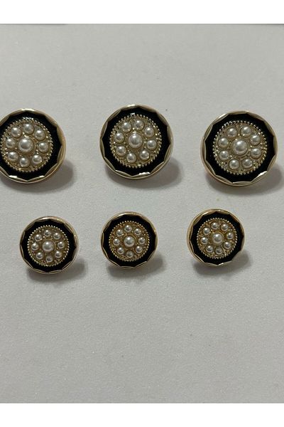 BEİLYS COSMETİCS & ACCESSORY Set of 6 Special Design Gold and Black Button (Bd32)