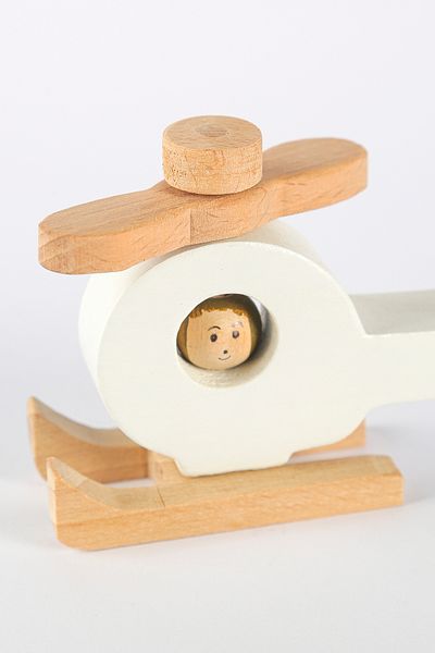 MUCİT KİDS Helicopter Wooden Toy - Natural Wood