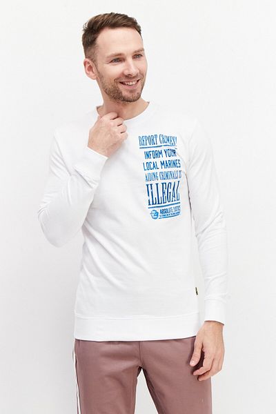 ONE PİECE Men Crew Neck Graphic Print Long Sleeves Sweatshirt, White