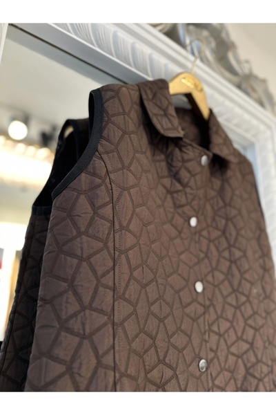 Invee İNVEE 7099 Капітоне Yelek - Коричневий