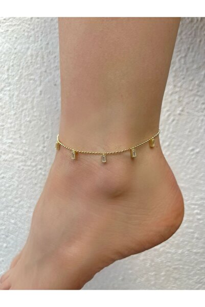 Bijou Luz Baguette Stone Figured Ball Chain Anklet