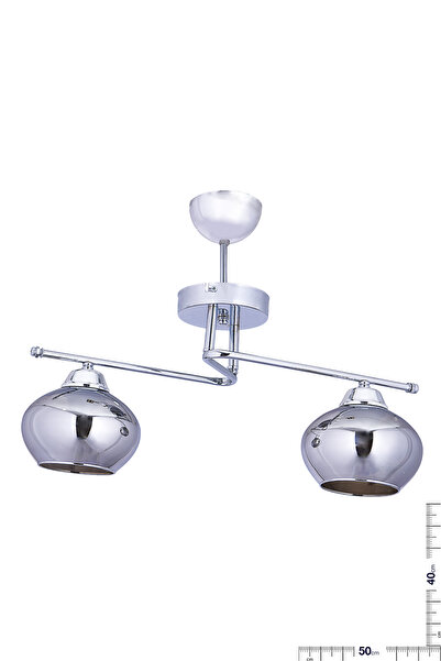 polataydinlatma ÇiSiL 2 Li PLAFONYER  AVİZE GÜMÜŞ (FÜME CAM)