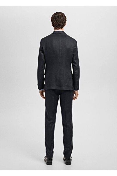 MANGO Man Amerikan takım elbise %100 keten slim fit